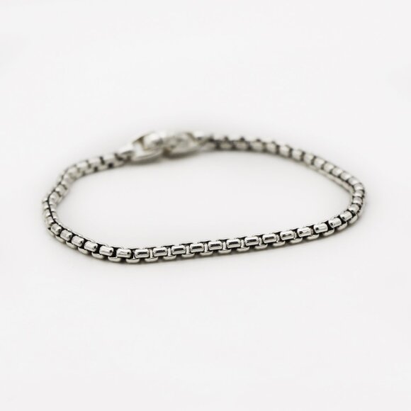 David Yurman 925 Silver Box Link Chain Bracelet - Picture 1 of 4